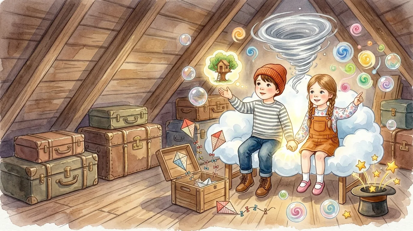 Vorsichtig setzten sich Luca und Emma auf die weiche Wolkenbank. Sie fühlte…