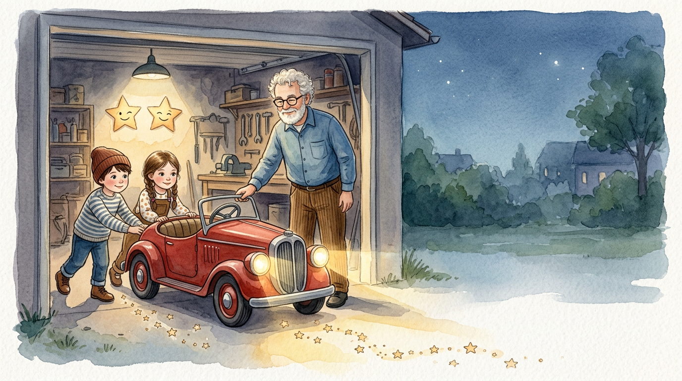 Gemeinsam schoben Luca und Emma den roten Tretflitzer vom Festplatz nach Hause.…