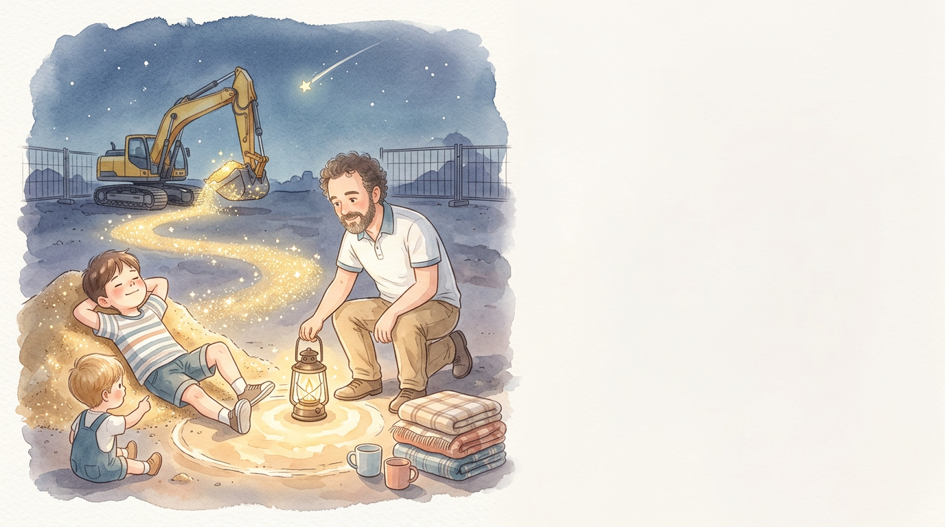 Emil legte sich zurück und sah vom Sand zum Himmel. Über dem…