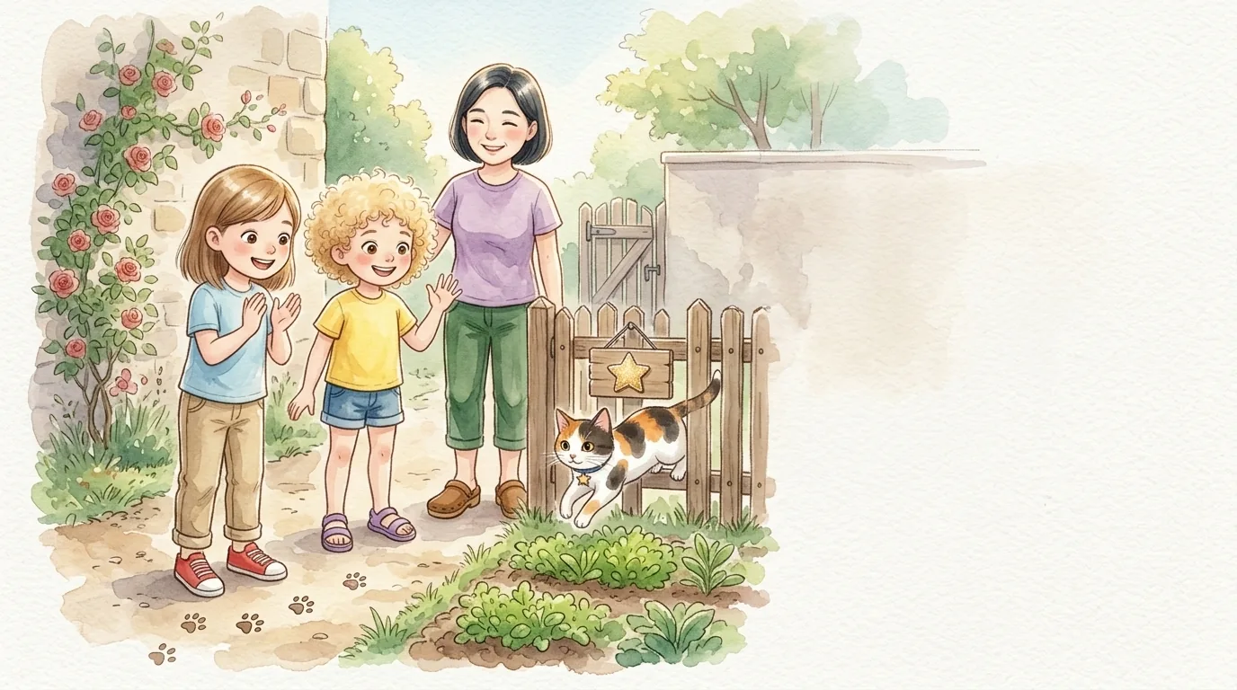 Rahel führte Mia und Lola um die Mauer herum. Hinter den Rosen…