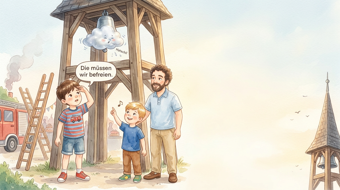 Auf dem Feuerwehrfest roch es nach Kuchen und Rauch. Emil lief zwischen…