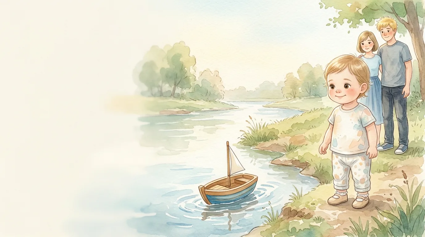 Emma schaut und lächelt. Das Boot treibt weiter. Plitsch, plitsch. Der Fluss…