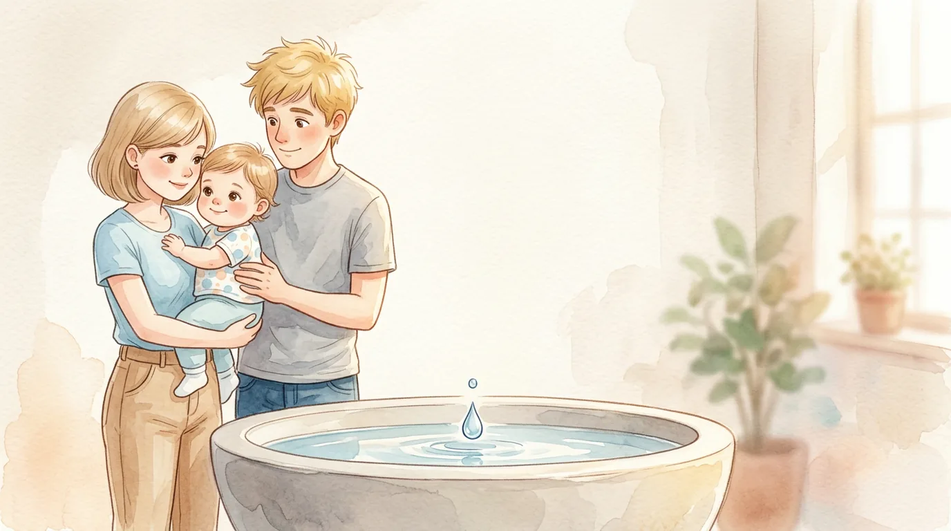 Still ruht das Wasser im Becken. Plitsch, platsch. Emilie hält Lily warm…