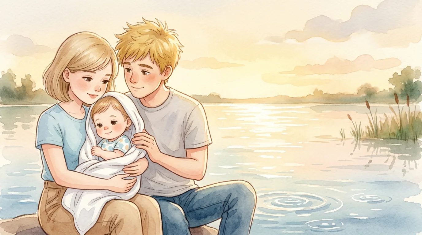 Das Wasser glänzt still. Plitsch, platsch. Lily hört leise Stimmen. Emilie hält…
