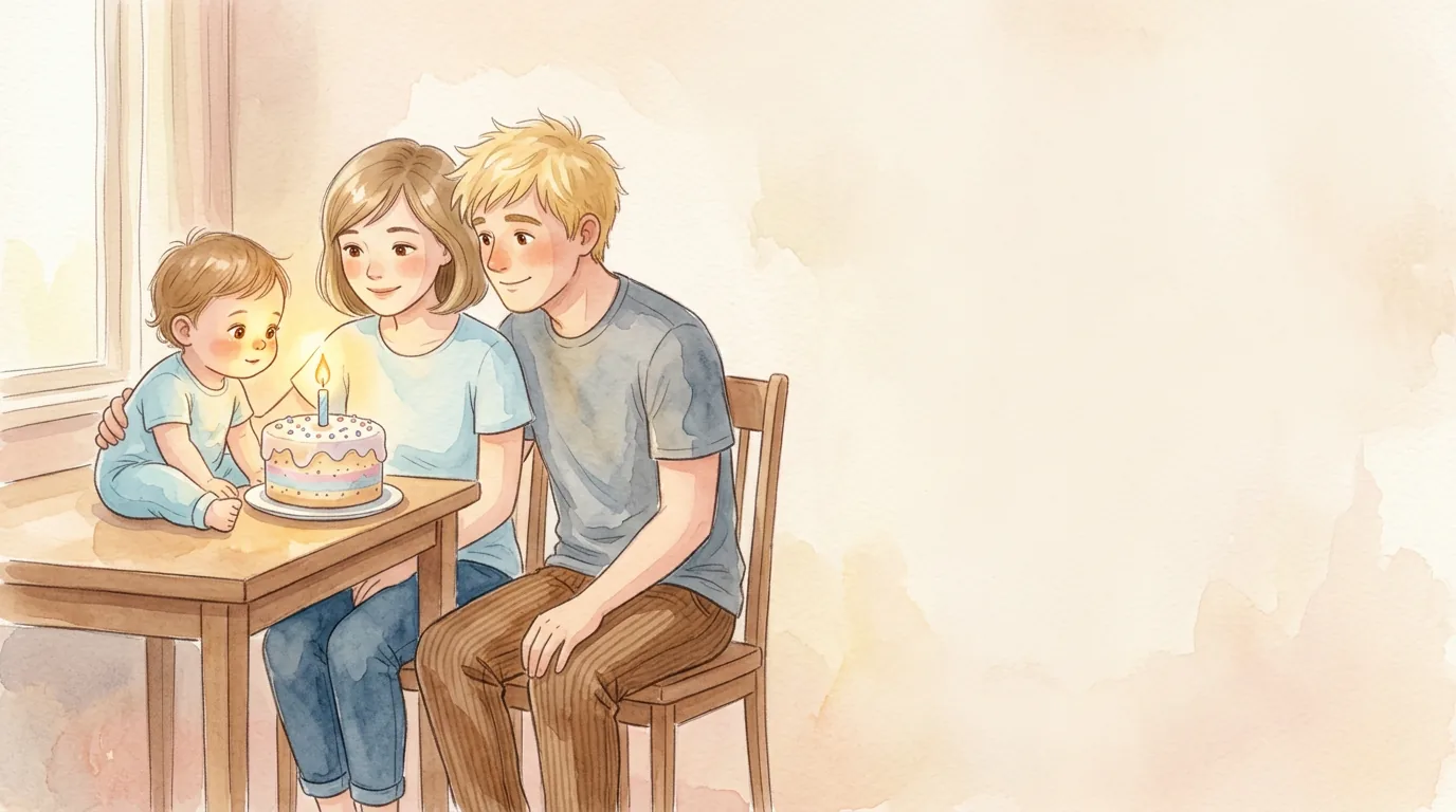 Lily sitzt ganz nah. Auf der Torte flackert eine Kerze. Wipp, wipp.…