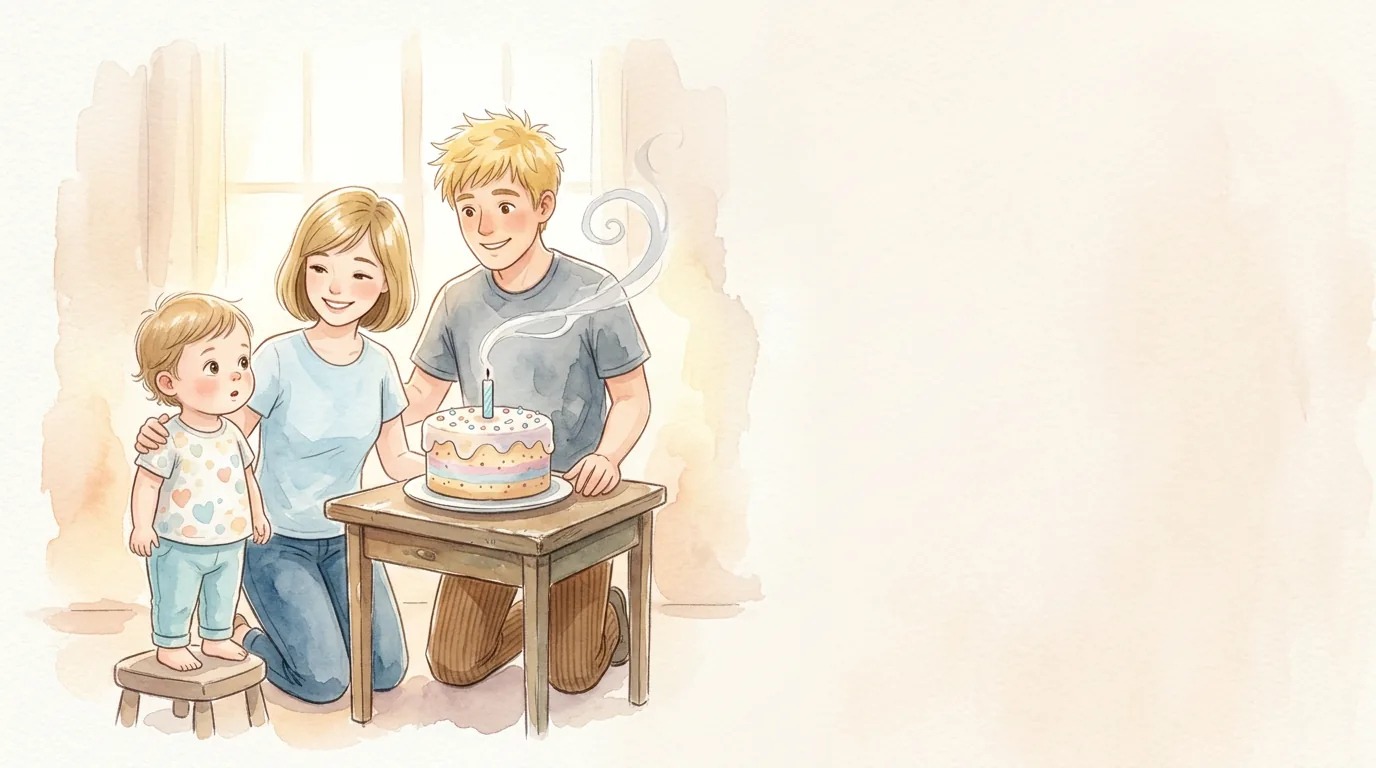 Dann: husch. Die Kerze ist aus. Emilie und David lächeln. Lily staunt…