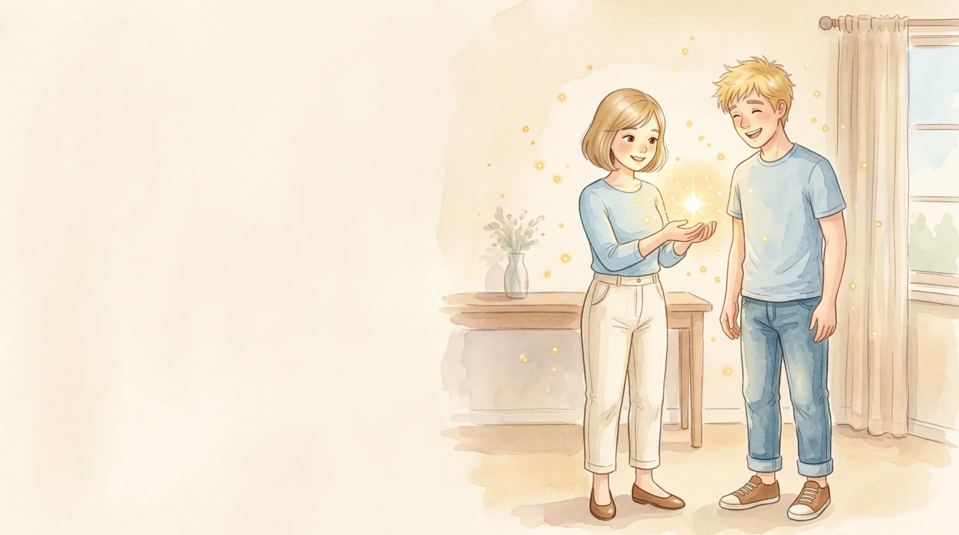 Der Lichtpunkt hüpft zu Emilies warmen Händen. Dort funkelt es fein. David…