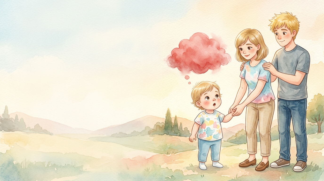 Jetzt pufft eine rote Wolke. Lily schaut groß. Emilie und David atmen…