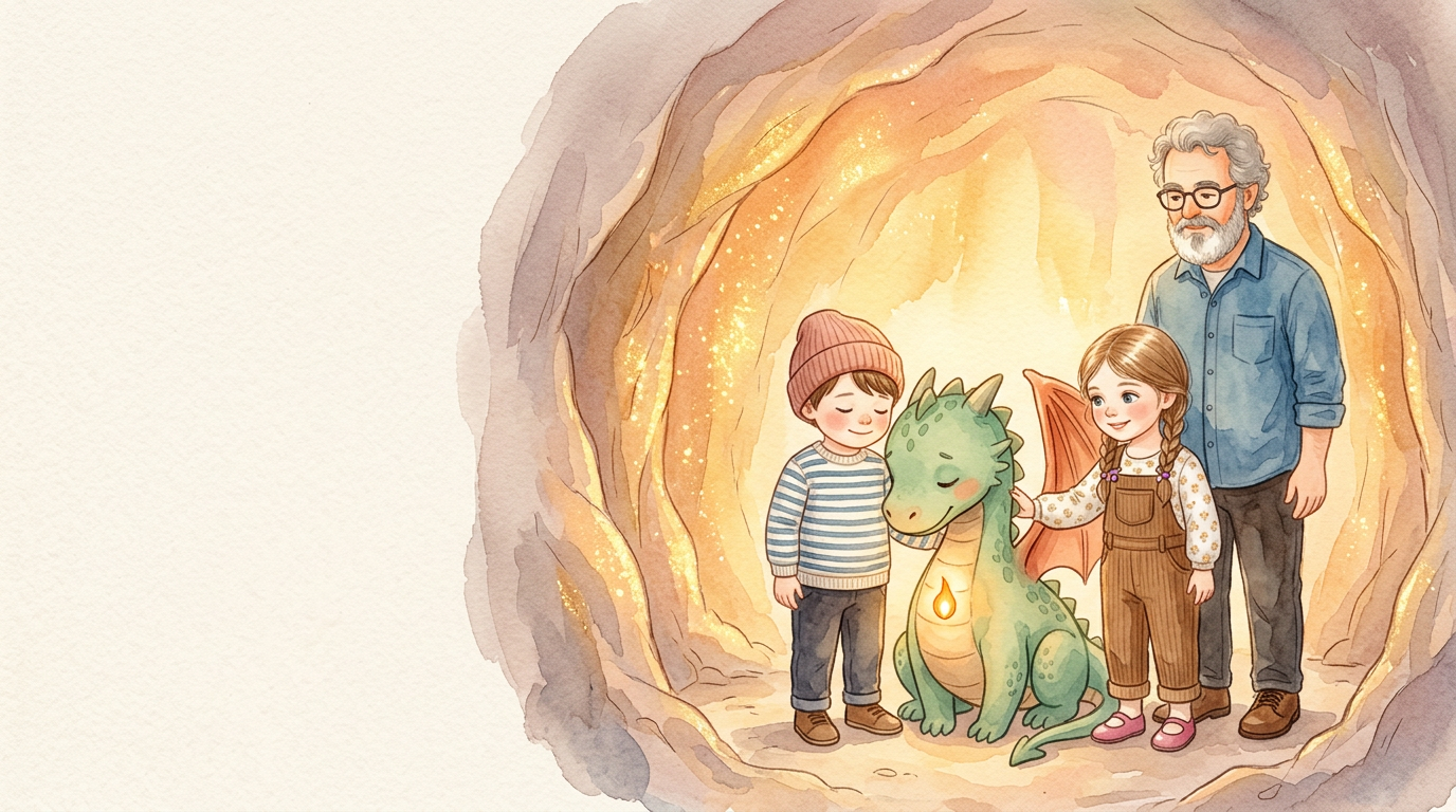 Luca und Emma rannten mit dem Drachen zu Opa Max. Er hörte…