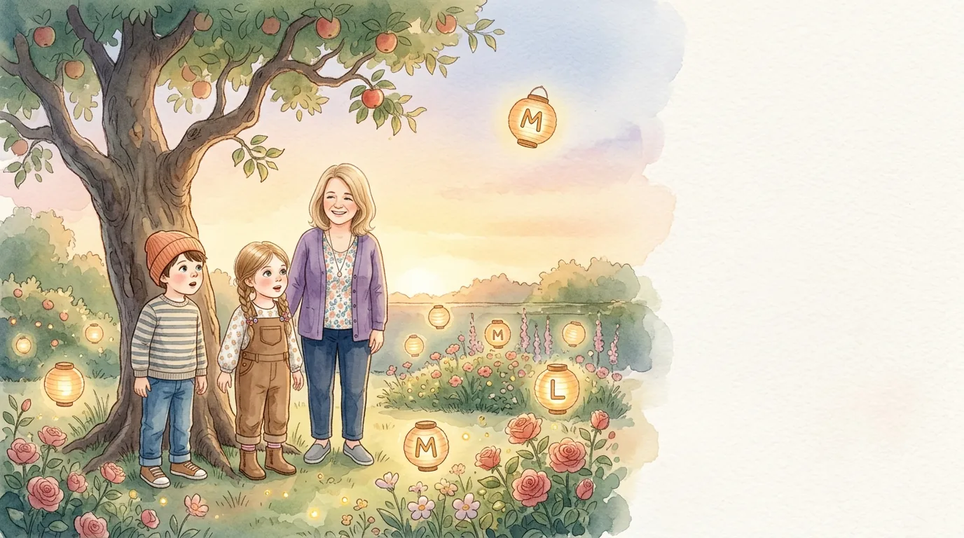 Die Sonne sank langsam hinter Oma Maries Garten. Zwischen den Beeten wurde…