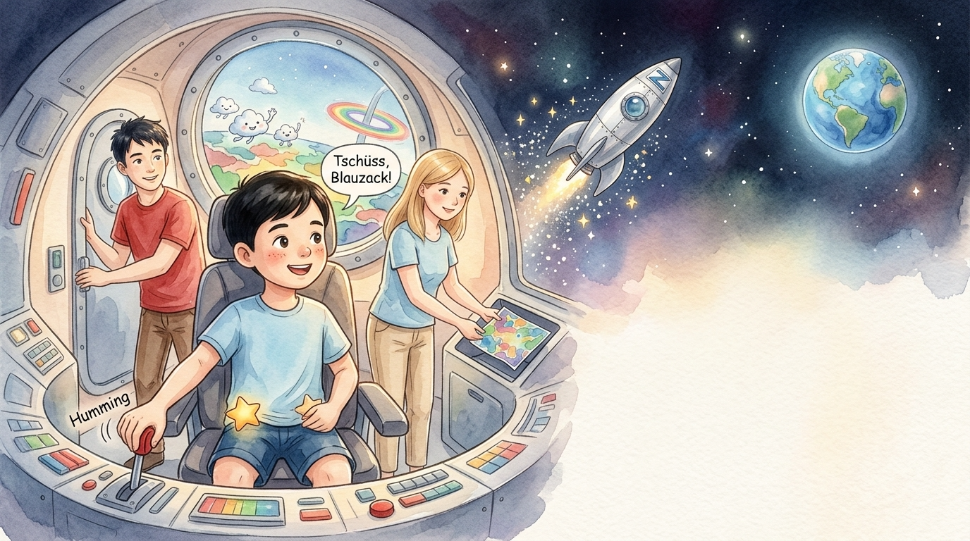 Roland schloss die Raketentür, und Jessica legte den Sternenwegweiser ins Cockpit. Kaum…