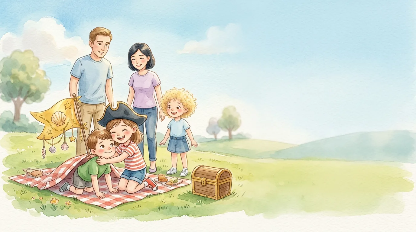 Zurück bei der Picknickdecke blieben alle vier stehen. Einen Moment war es…