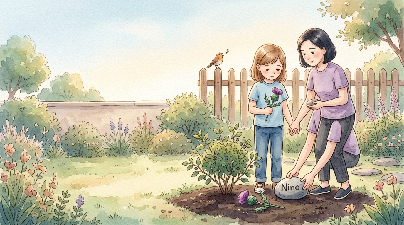 Zusammen gingen Mia und Rahel in den Garten. Die Luft war kühl,…
